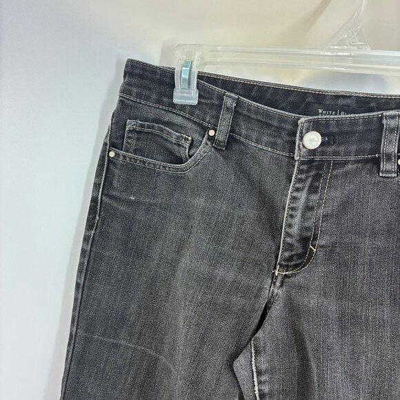 White House Black Market Women's Cropped Flare Jeans Black 10 Stretch - Picture 2 of 6